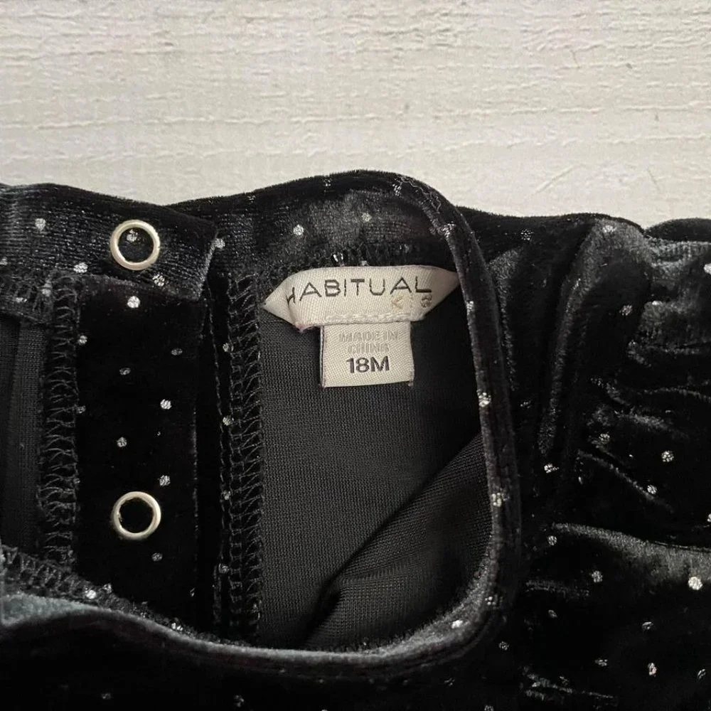 habitual baby girl black‎ velour outfit 18 months